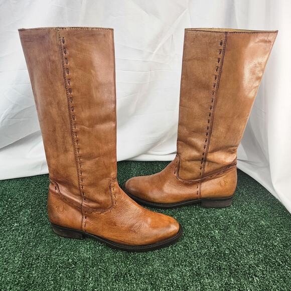 True Religion Leather Knee-High Riding Boots Size 8.5 - Picture 1 of 7